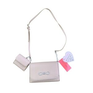 NWT Betsey Johnson Pink Heart Embossed Crossbody Purse with Detachable Pouch
